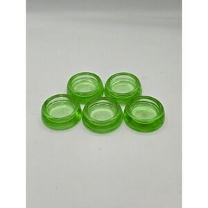 5 Vtg Hazel Atlas Uranium Green Glass Furniture‎ Caster Cups / Votive Holders